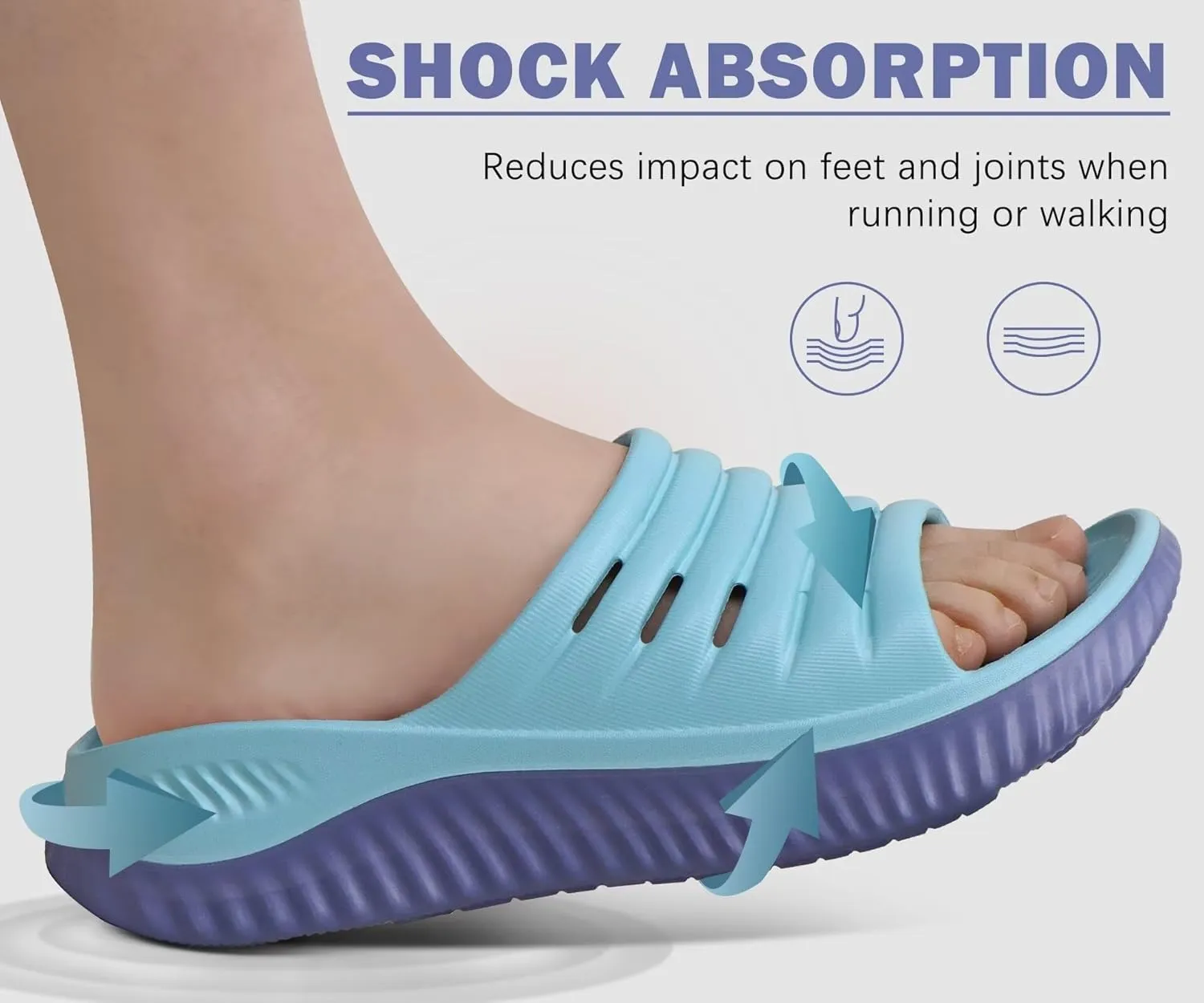 KuaiLu Womens Recovery Sandals With Comfortable Plantar Fasciitis Support,Ladies Orthotic Open Toe Sport Slides Thick Cushion Reduces Stress on Feet,Joints & Back Post-Exercise