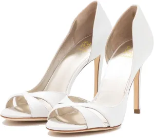 LEHOOR Women's Peep Toe Stiletto High Heels Cross Strap D'Orsay Sandals Slip On Retro 3.5 Inch Stiletto Heel Pumps Open Toe Side Cut Sandals Matte Leather Sexy Office Wedding Party 4-13 M US