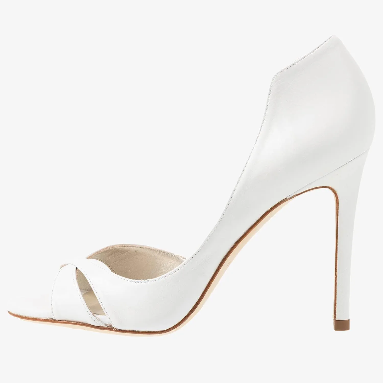 LEHOOR Women's Peep Toe Stiletto High Heels Cross Strap D'Orsay Sandals Slip On Retro 3.5 Inch Stiletto Heel Pumps Open Toe Side Cut Sandals Matte Leather Sexy Office Wedding Party 4-13 M US