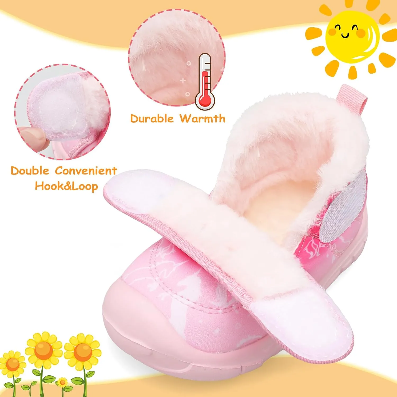 LeIsfIt Toddler Boots Girls Boys Winter Boots Cozy Fleece Snow Boots Indoor Outdoor Warm Shoes