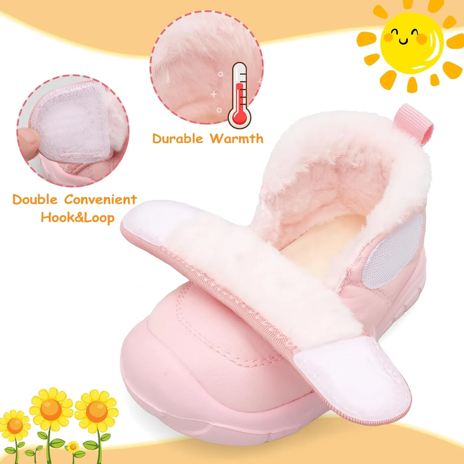 LeIsfIt Toddler Boots Girls Boys Winter Boots Cozy Fleece Snow Boots Indoor Outdoor Warm Shoes