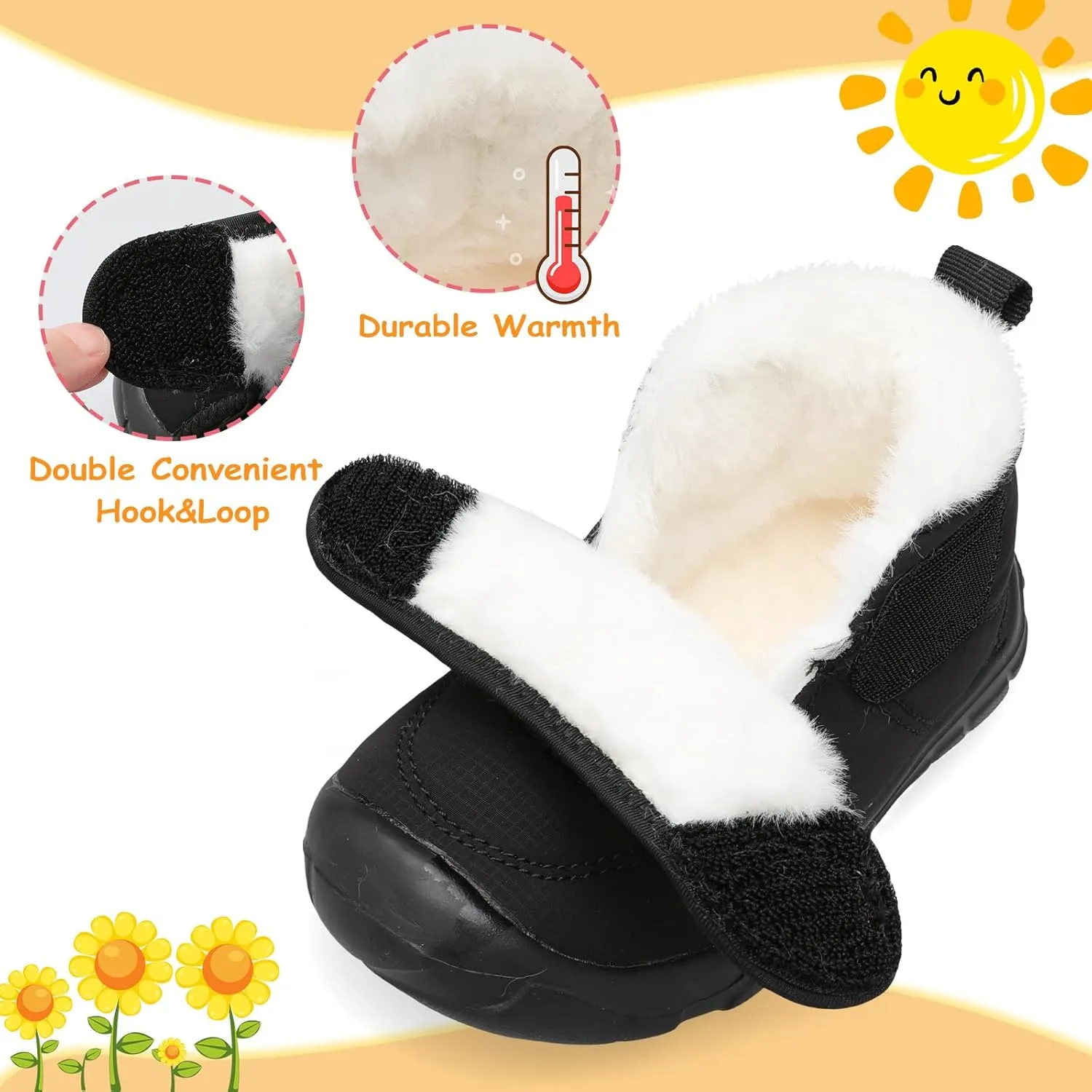 LeIsfIt Toddler Boots Girls Boys Winter Boots Cozy Fleece Snow Boots Indoor Outdoor Warm Shoes