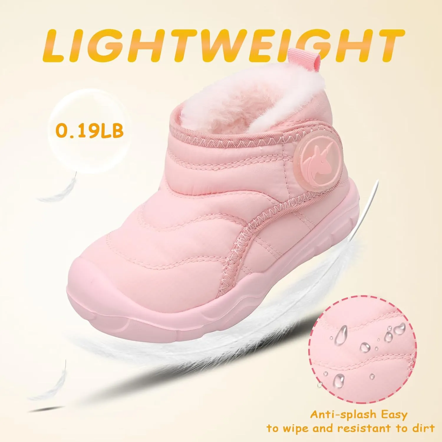 LeIsfIt Toddler Boots Girls Boys Winter Boots Cozy Fleece Snow Boots Indoor Outdoor Warm Shoes