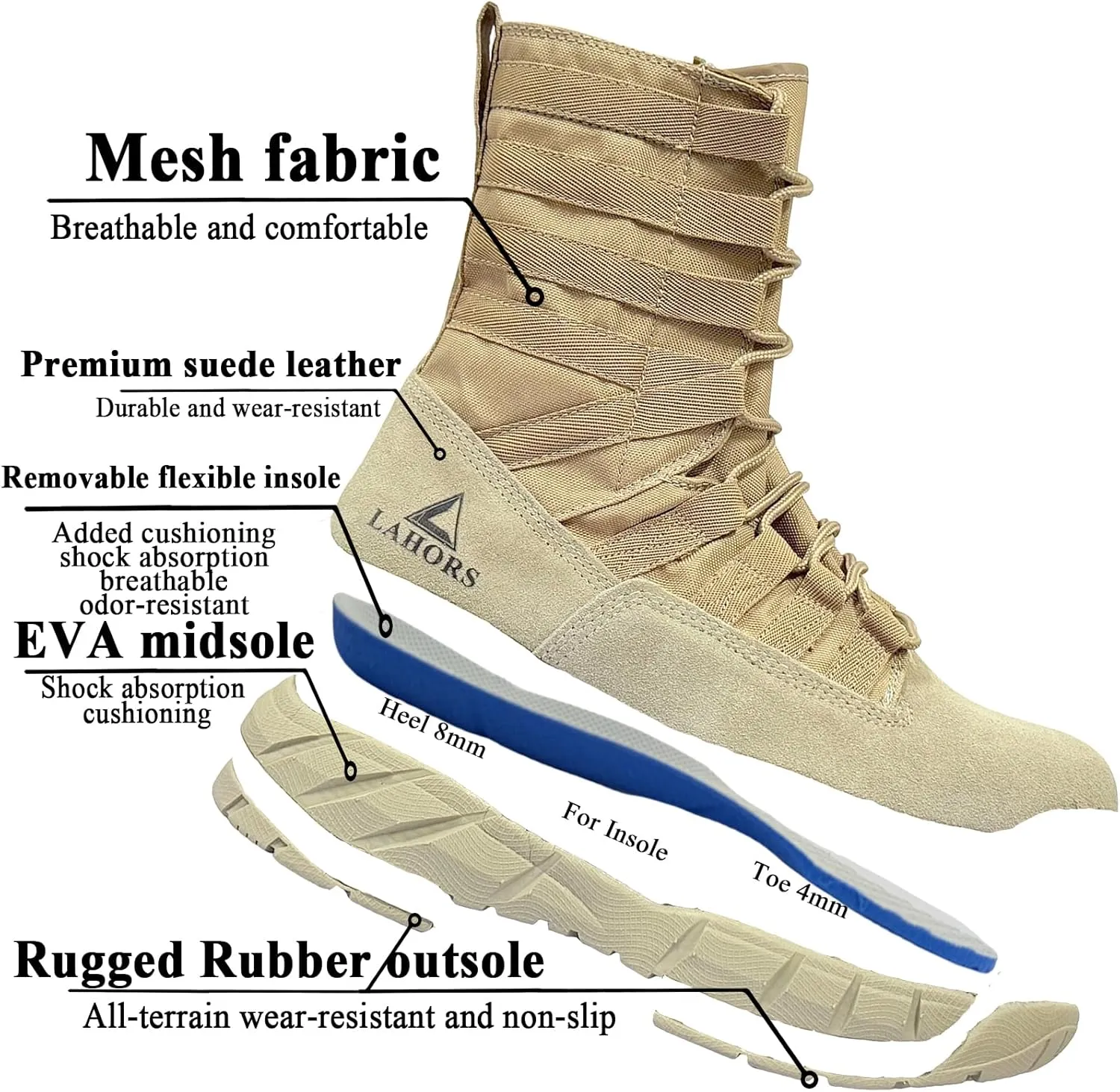 Lightweight Military Tactical Combat Boots Men Outdoor Hiking Desert Army Boots Breathable Male Jungle Shoes Man Side Zip