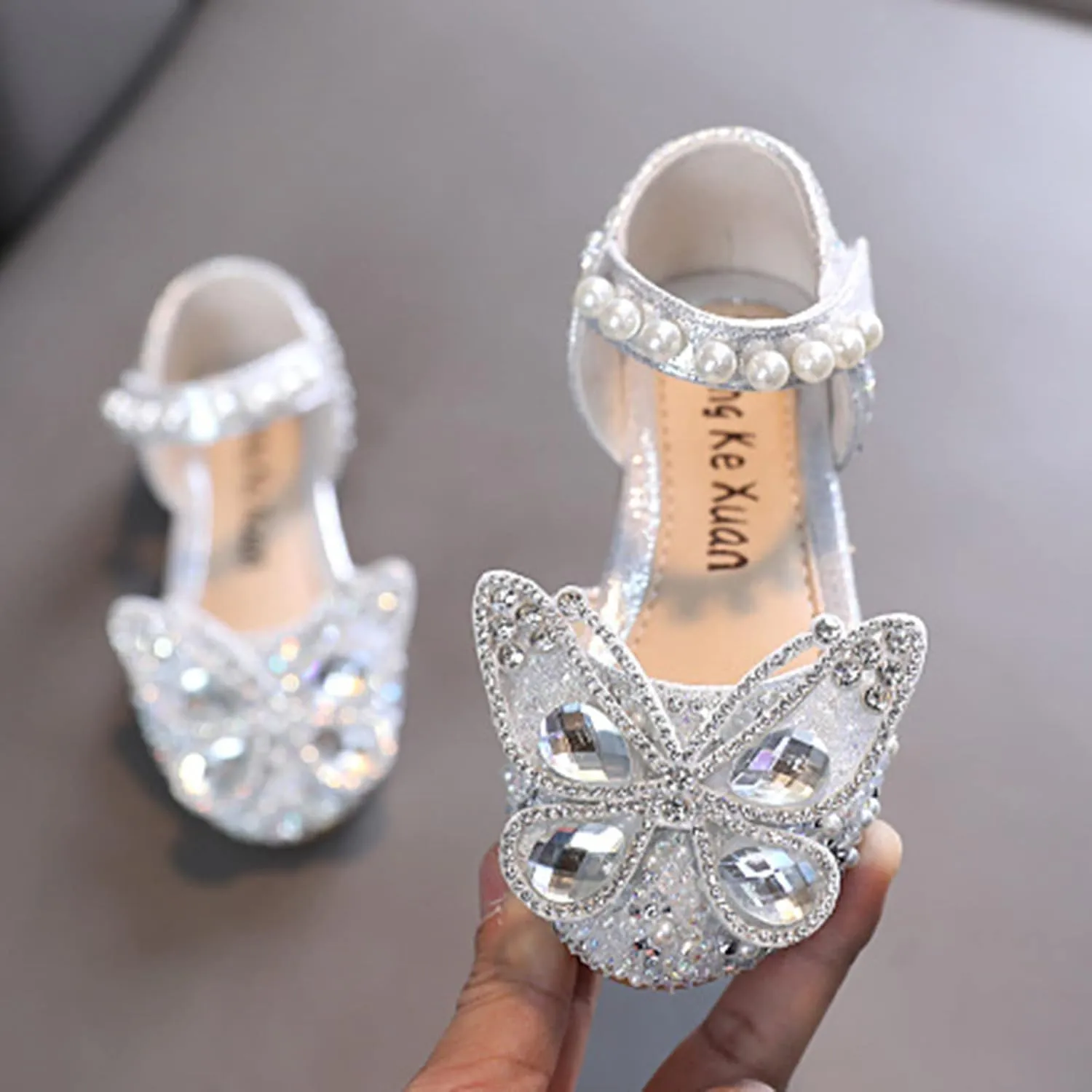 Little Toddler Girls Dress Shoes Sequin Rhinestone Non Slip Sandals Princess School Wedding Party (Silver, 9.5 Toddler)