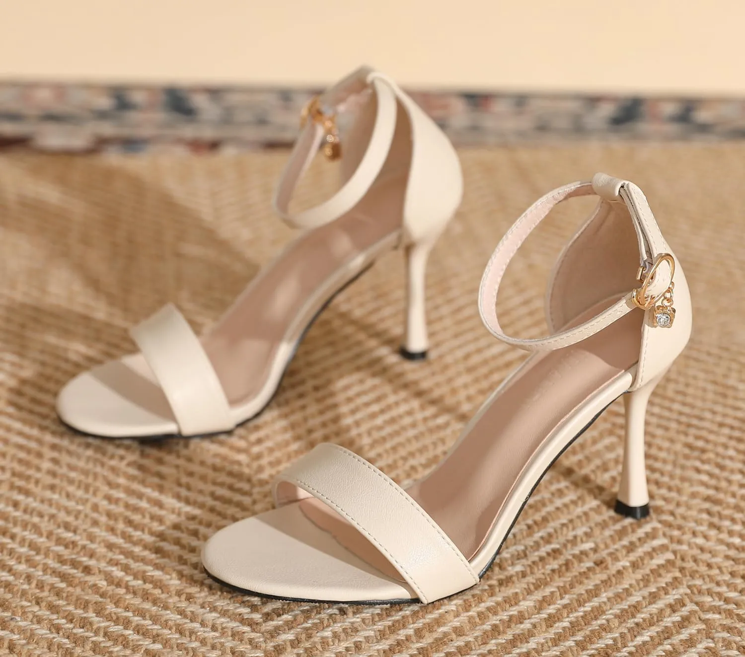 LizFoYa Heels for Women Open Toe Single Strap High Heel Sandals Party Strappy Buckle Dress Shoes