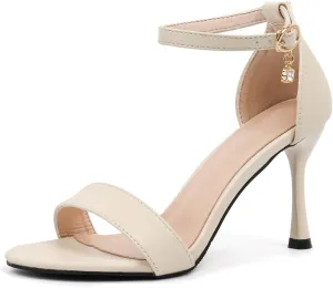 LizFoYa Heels for Women Open Toe Single Strap High Heel Sandals Party Strappy Buckle Dress Shoes