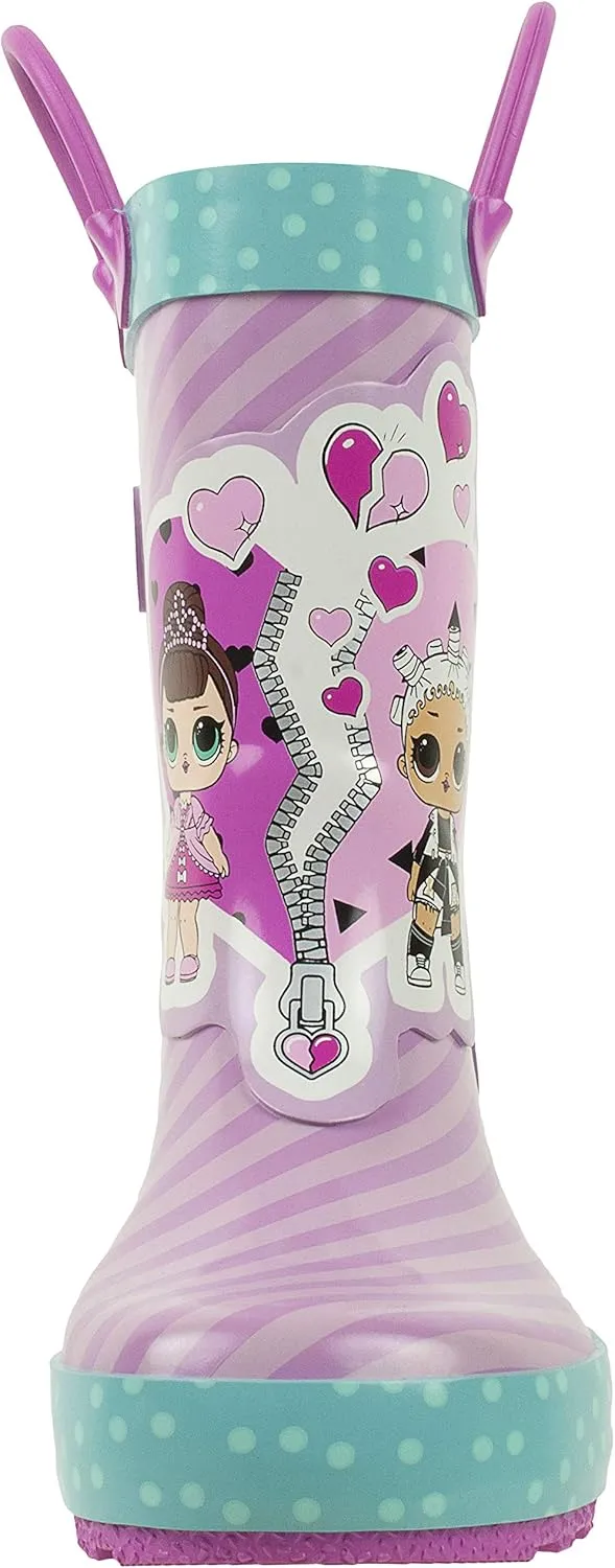 L.O.L Surprise! Girls Rainboots, Fancy and Fresh, 100% Rubber, Waterproof with Easy-on Handles, Ages 2 to 10