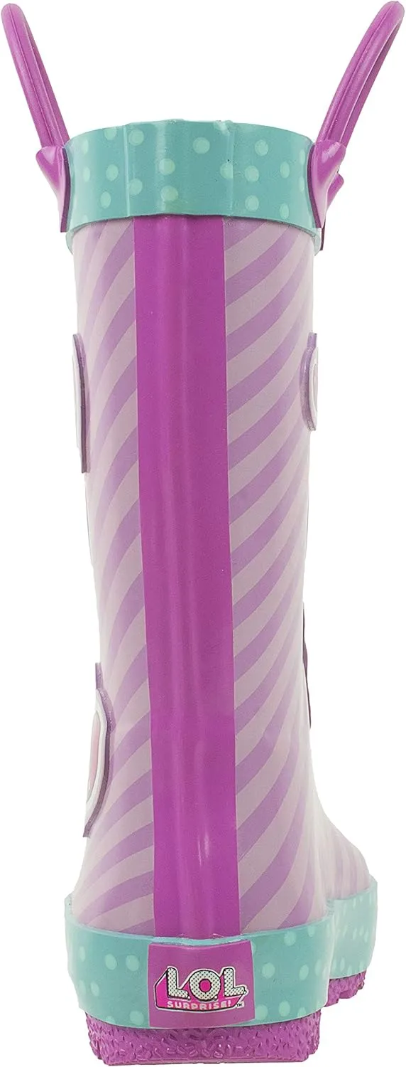 L.O.L Surprise! Girls Rainboots, Fancy and Fresh, 100% Rubber, Waterproof with Easy-on Handles, Ages 2 to 10