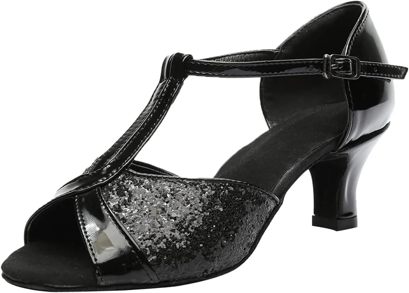 Low Heels for Women Dressy Latin Dance Sandals Open Toe T Strap Wedding Party Bridal Heeled Sandals