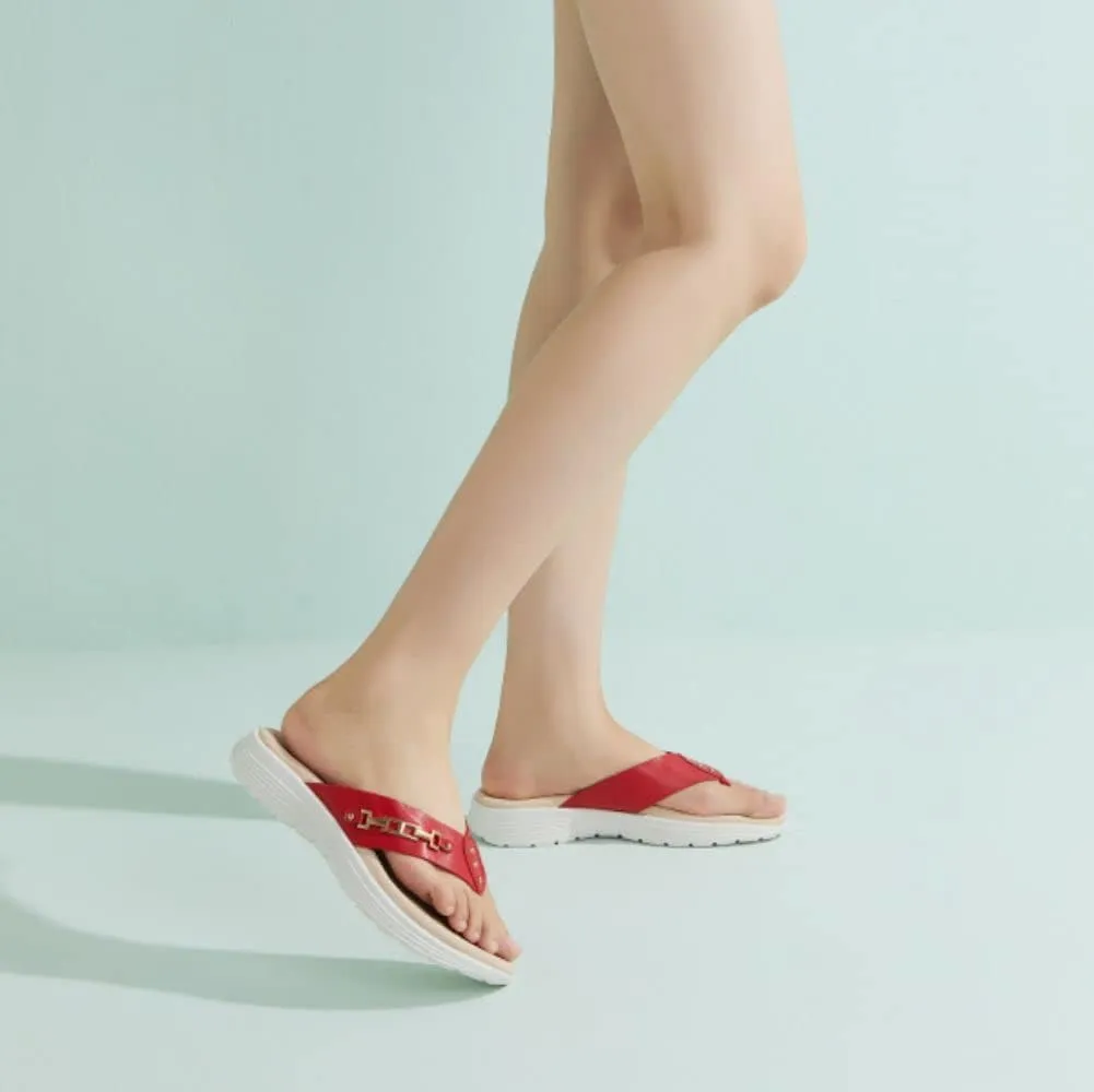 LRECHEU Wedge Flip Flops Sandals for Women, Lightweight Casual Thong Sandals Like Walking On Clouds