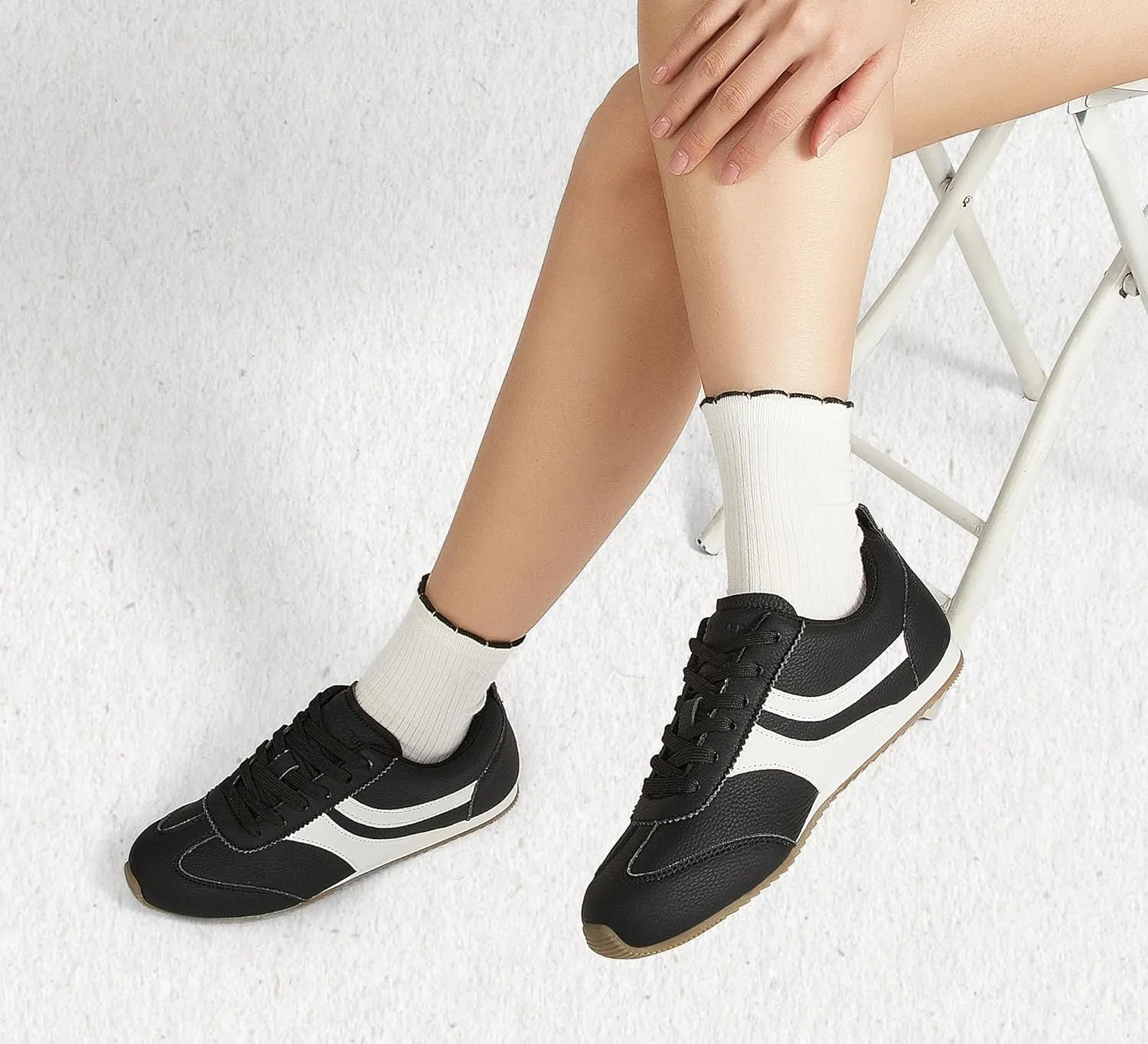 LUCKY STEP Women's Fashion Sneakers Low Profile Trending Lightweight Comfortable Casual Walking Workout Retro Athletic Low Top Tennis Shoes