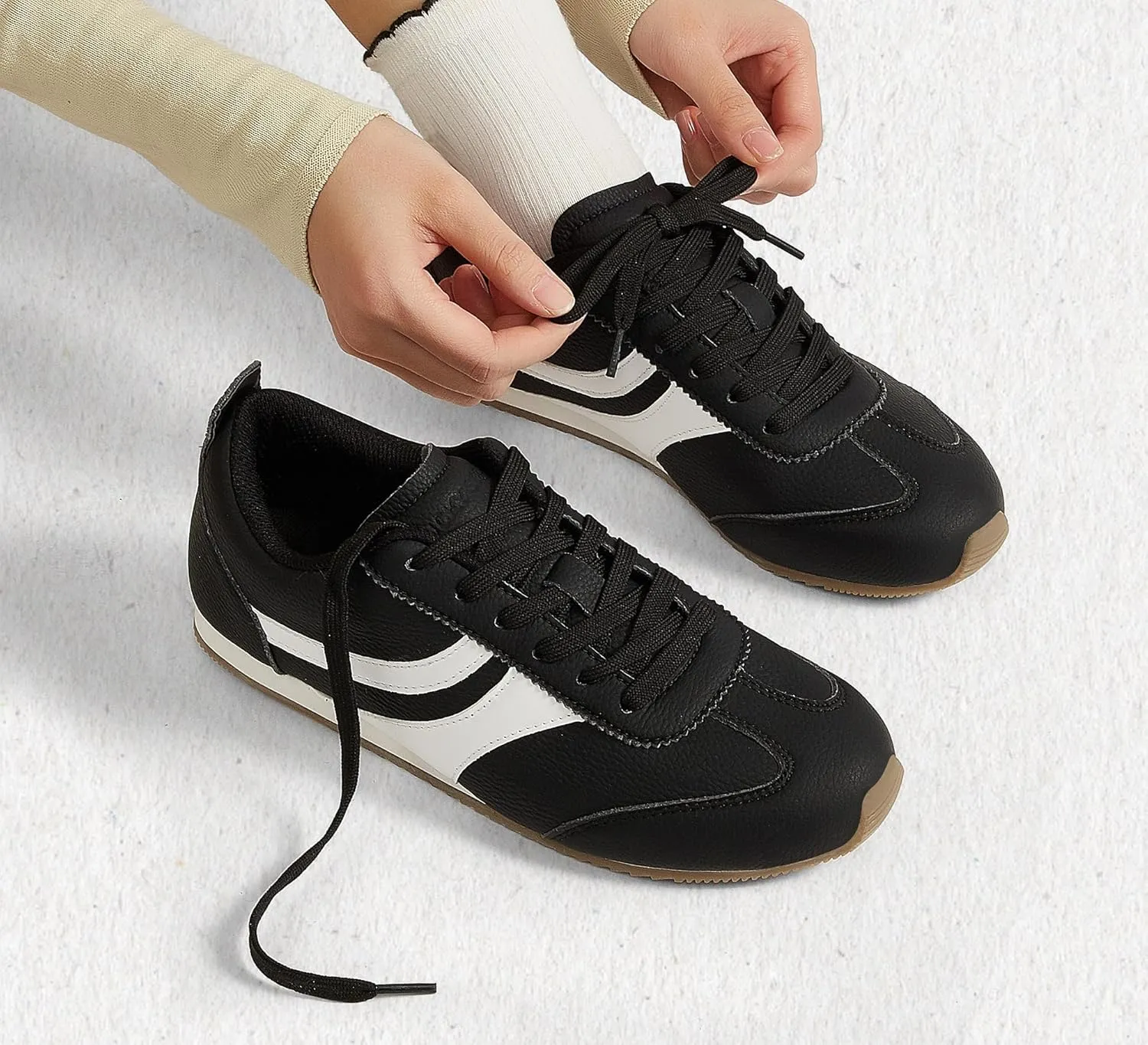 LUCKY STEP Women's Fashion Sneakers Low Profile Trending Lightweight Comfortable Casual Walking Workout Retro Athletic Low Top Tennis Shoes