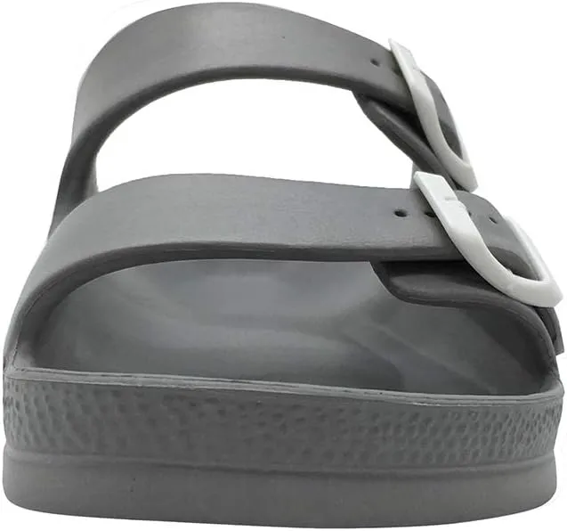 Luffymomo Adjustable Slip on Eva Double Buckle Slides Comfort Footbed Thong Sandals for Womens