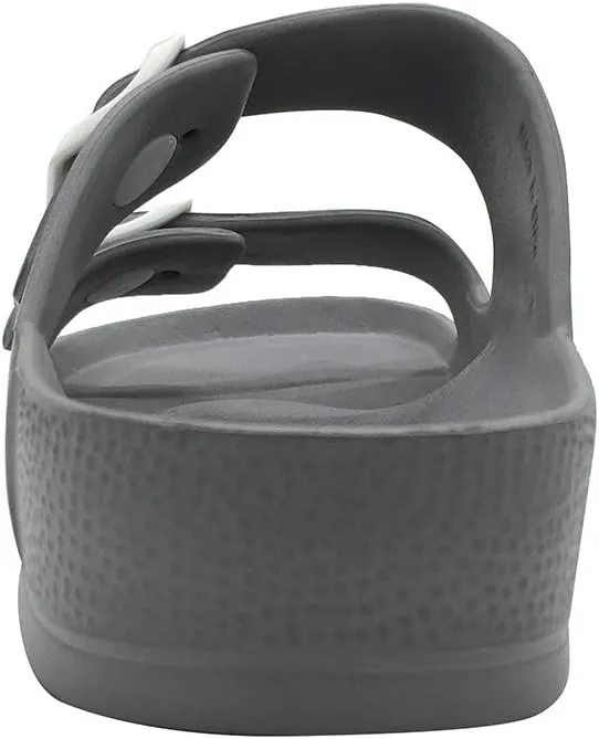 Luffymomo Adjustable Slip on Eva Double Buckle Slides Comfort Footbed Thong Sandals for Womens