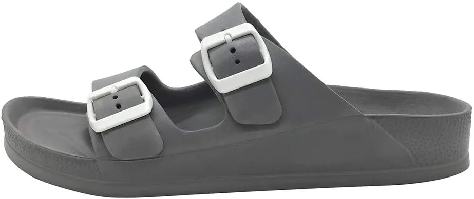 Luffymomo Adjustable Slip on Eva Double Buckle Slides Comfort Footbed Thong Sandals for Womens