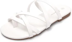 Luffymomo Women's Elastic Strap Flat Sandals Casual Summer Open Toe Sandal