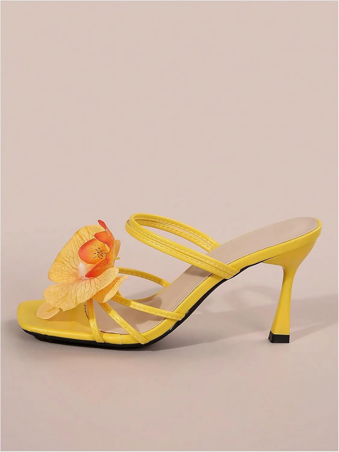 MakeMeChic Women's Open Toe Floral Kitten Heels Flower Summer Beach Sandals