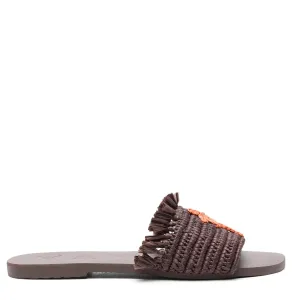 MANEBI FRINGED RAFFIA SLIDES