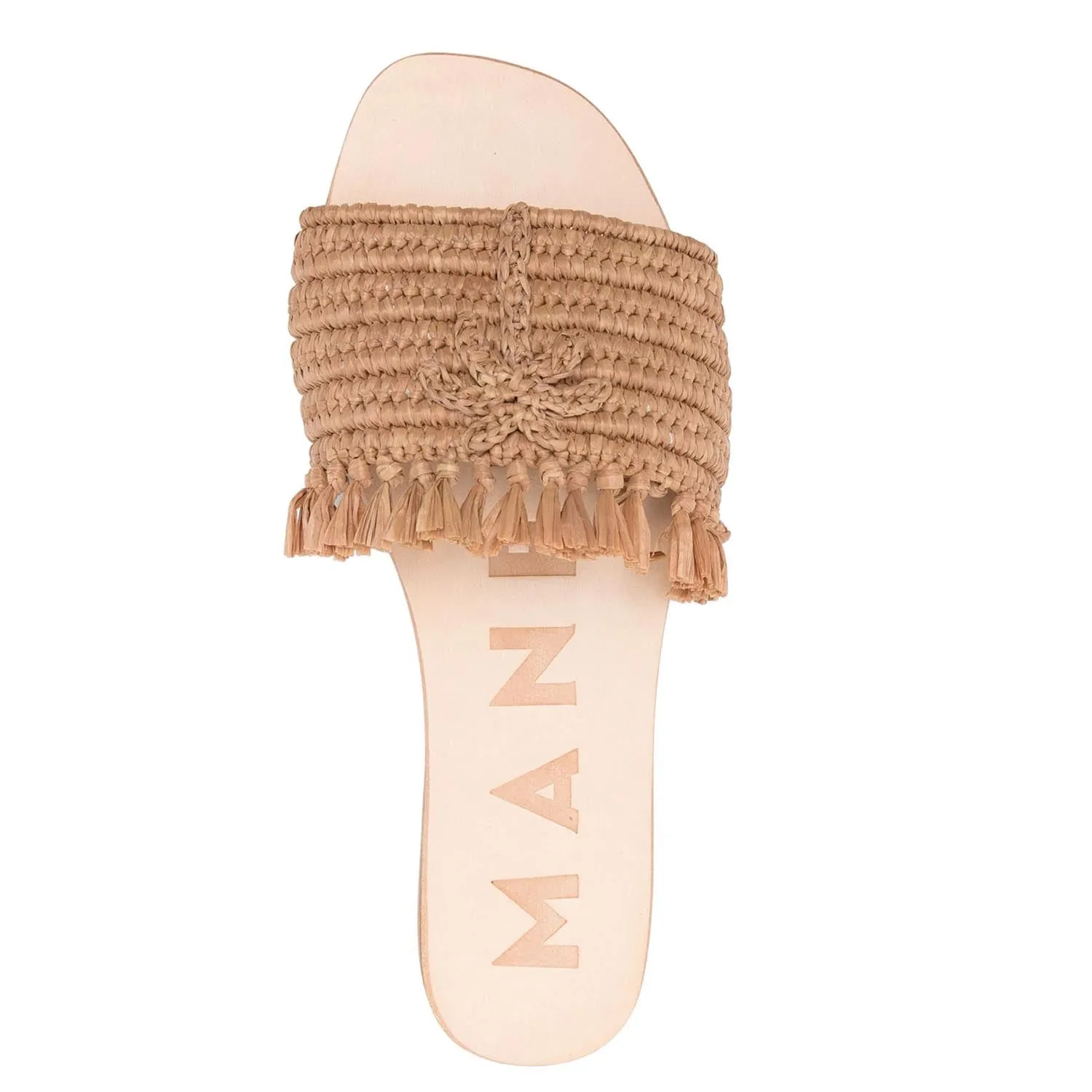 MANEBI FRINGED RAFFIA SLIDES