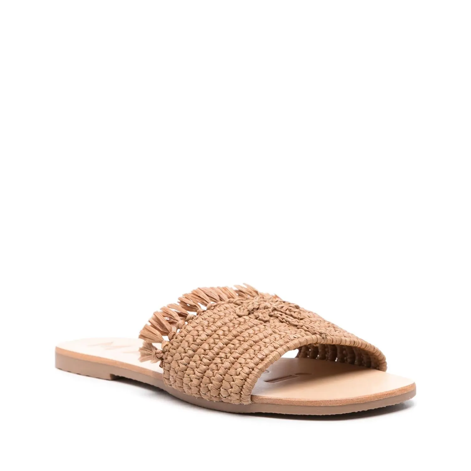 MANEBI FRINGED RAFFIA SLIDES