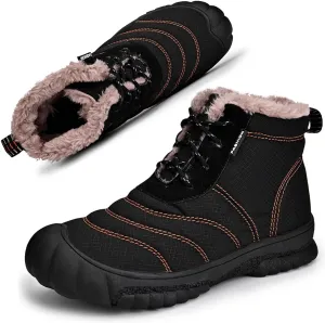 MEBAMY Men's Snow Boots Lightweight Black Hiking Winter Boots Fur Lined Anti-slip Cold Weather Shoes Furry Outdoor Snow Boot