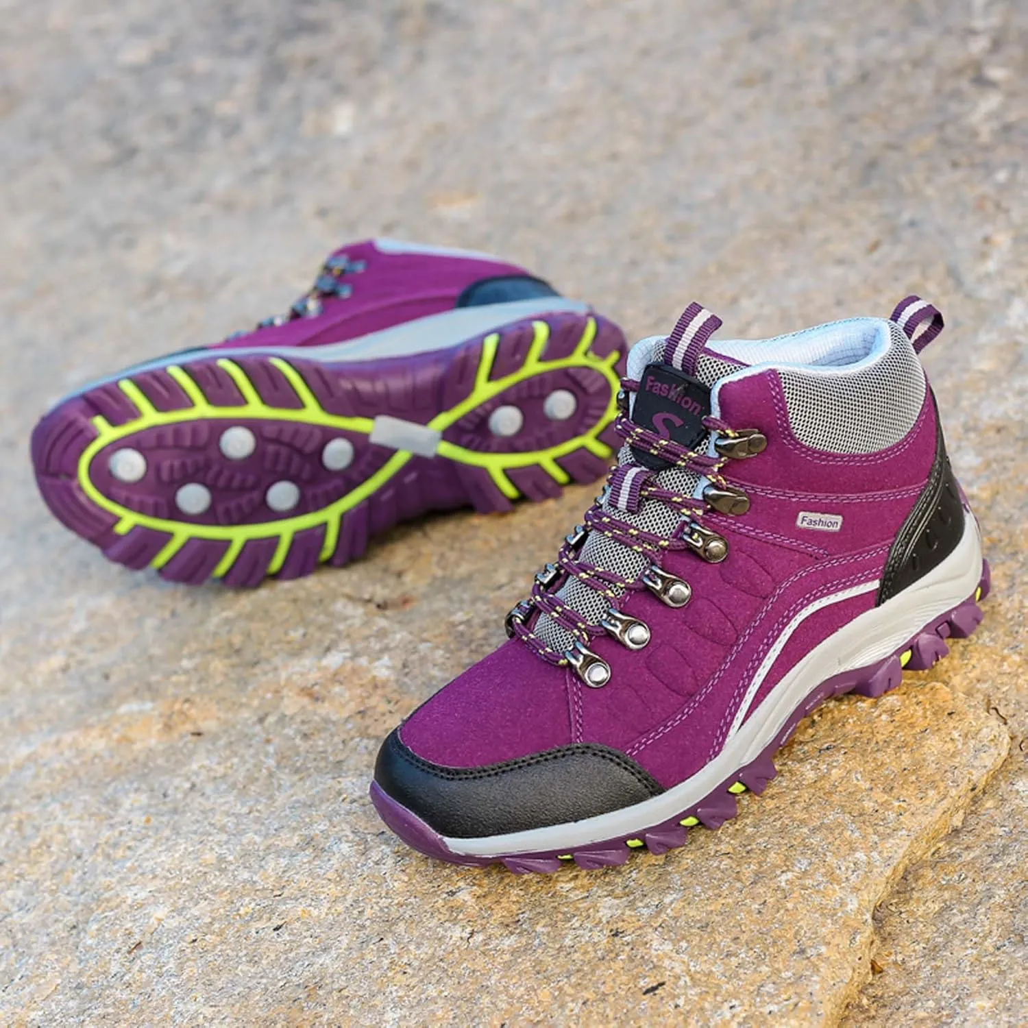 Mens And Womens Anti Slip And Wear Resistant Lace Up Hiking Boots Comfortable And Breathable Walking Boots Rubber Soles Scenic Spots Tourist Boots Couple Park Walking Boots Rock Climbing Boots