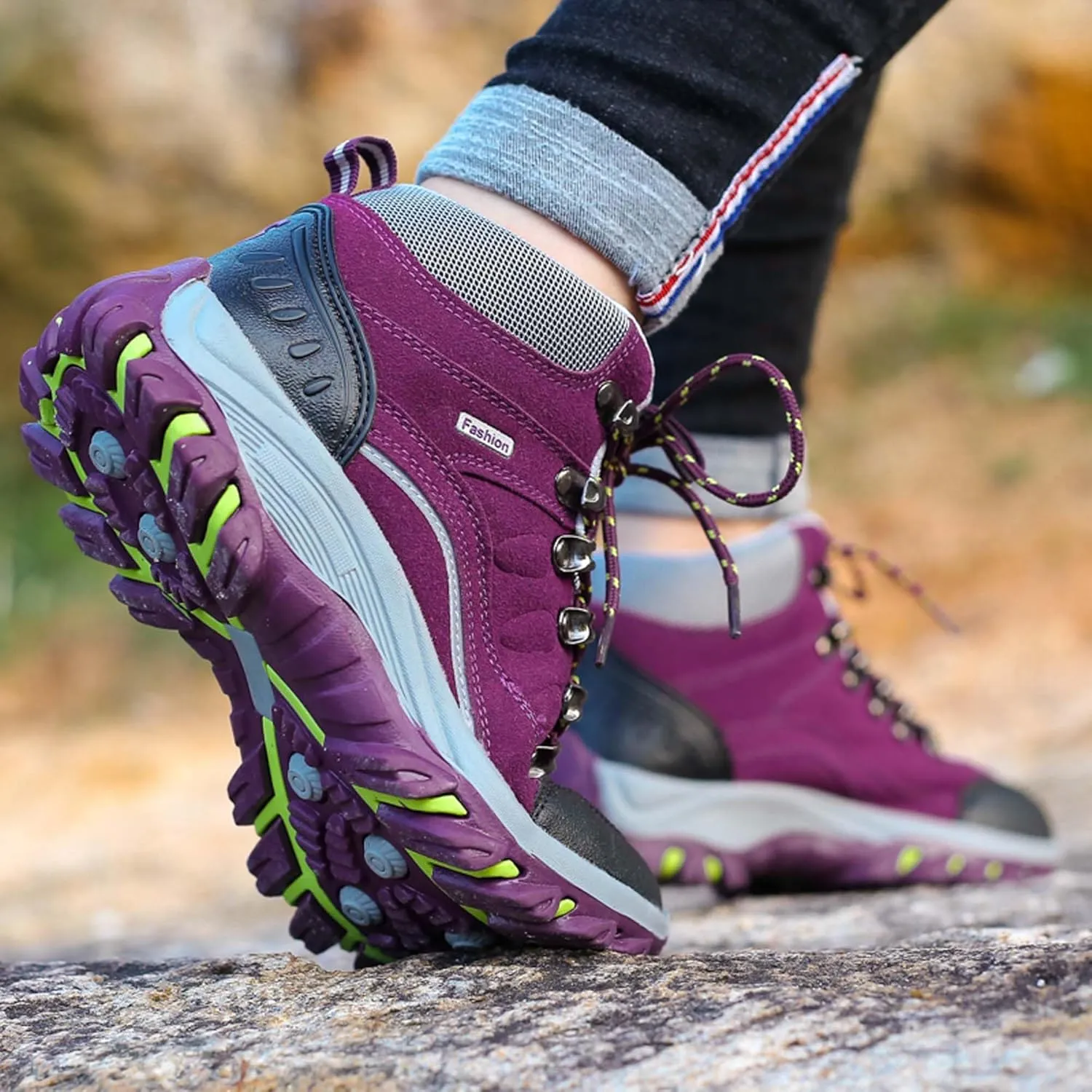 Mens And Womens Anti Slip And Wear Resistant Lace Up Hiking Boots Comfortable And Breathable Walking Boots Rubber Soles Scenic Spots Tourist Boots Couple Park Walking Boots Rock Climbing Boots