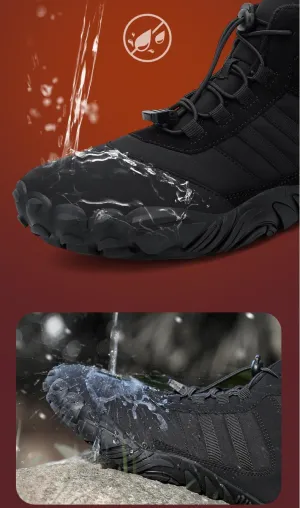Mens Barefoot Boots Shoes, Womens Snow Boots - Warm Minimalist Wide Toe, Couples Waterproof Winter Snow Boots, Warm Ankle Booties with Arch Support Anti-Slip Outdoor Casual Ankle Sneakers