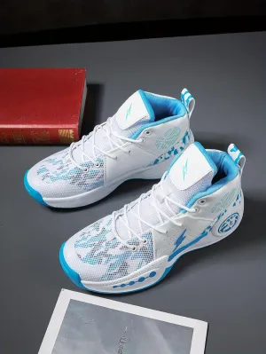 Men's Basketball Shoes, Comfy Breathable Non Slip Shock Absorbing Lace Up Sneakers for Training Running