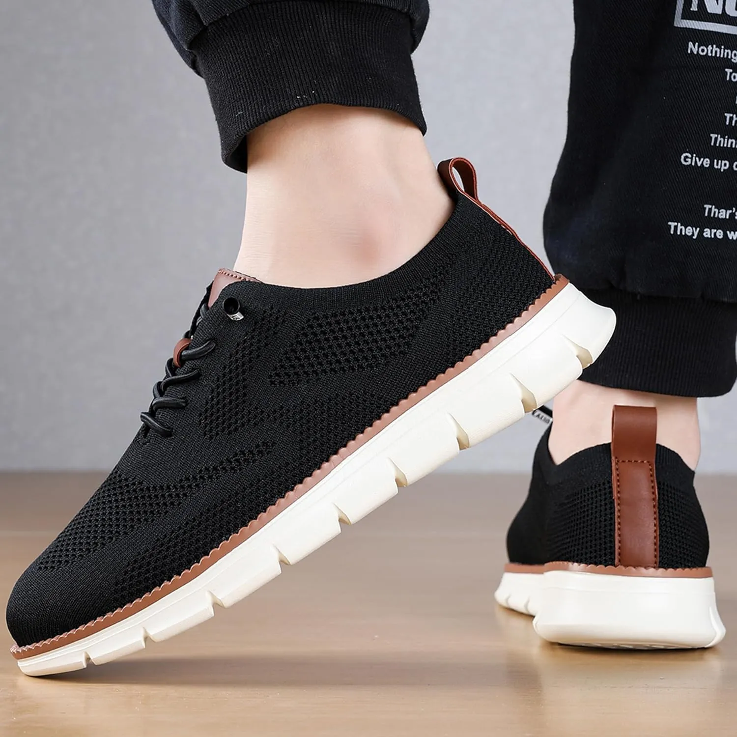 Men's Casual Dress Shoes Fashion Walking Sneakers Mesh Business Oxfords Work Lightweight Soft Sole