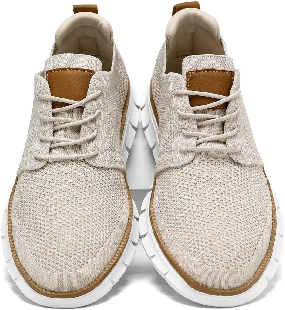 Mens Casual Dress Shoes Lace Up Oxfords Business Walking Tennis Work Sneakers Fashion Mesh Lightweight Soft Sole