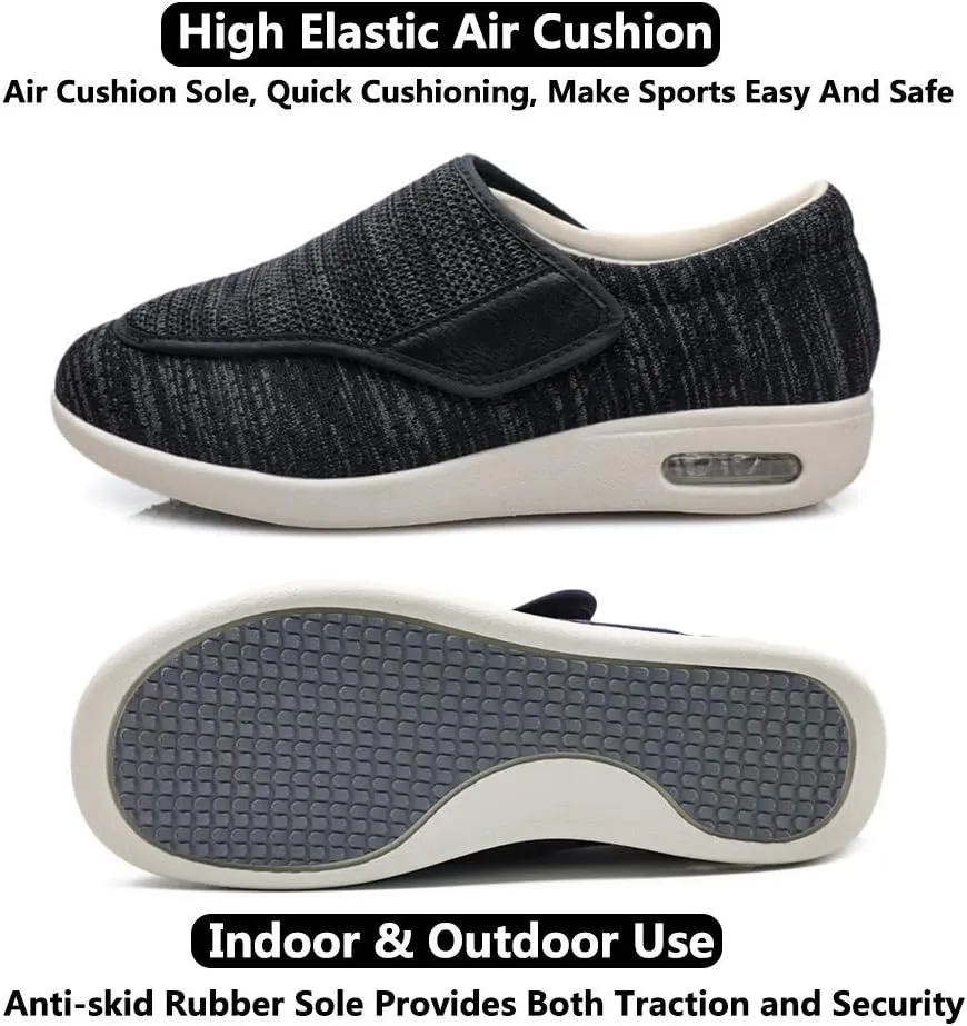 Men's Diabetic Shoes, Lightweight Wide Width Walking Sneakers with Adjustable Closures for Diabetic Edema Plantar Fasciitis Bunions Arthritis Swollen Feet