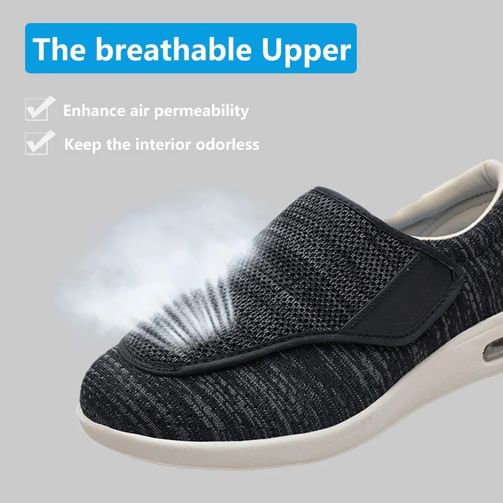 Men's Diabetic Shoes, Lightweight Wide Width Walking Sneakers with Adjustable Closures for Diabetic Edema Plantar Fasciitis Bunions Arthritis Swollen Feet