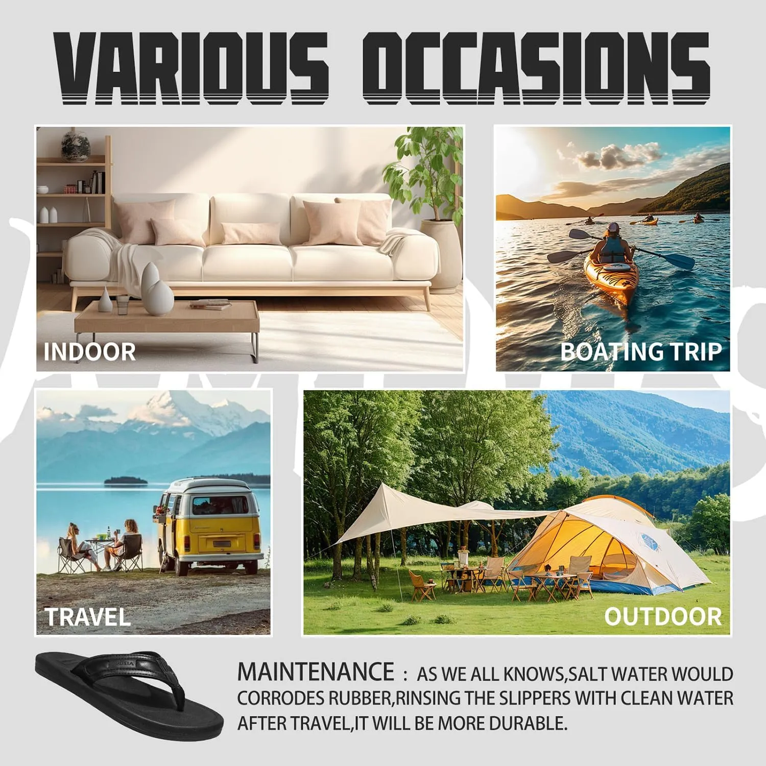 Men's Flip Flop Casual Comfortable Thong Sandals Summer Beach Lightweight Non-Slip Athletic Slide Sandals