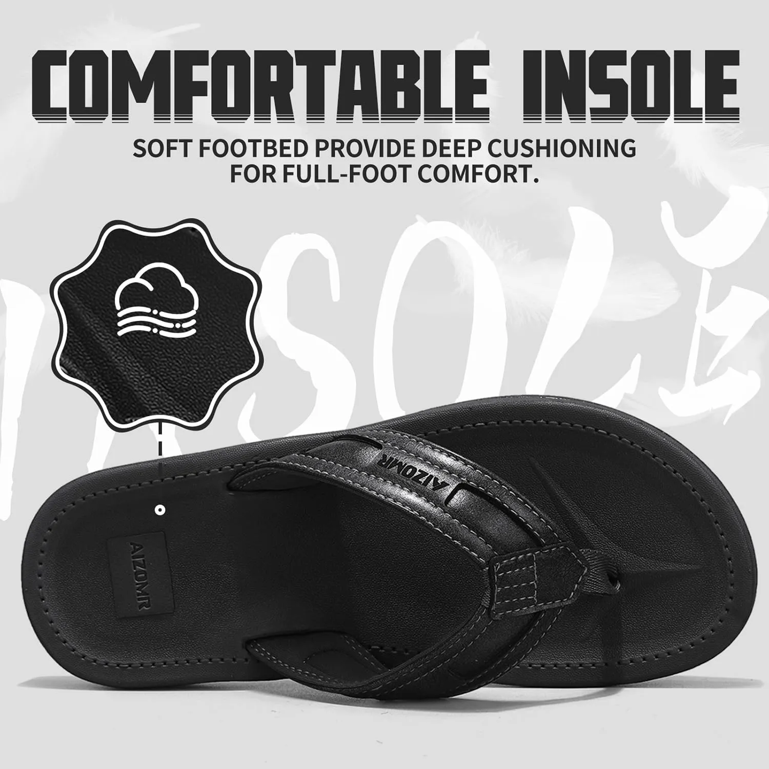 Men's Flip Flop Casual Comfortable Thong Sandals Summer Beach Lightweight Non-Slip Athletic Slide Sandals