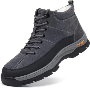 Men's Genuine Leather Lace-up Hiking Boots Fashion Suede Waterproof Plus Velvet Warm Snow Boots Outdoor Casual Non-Slip Slip-on Chukka Boots