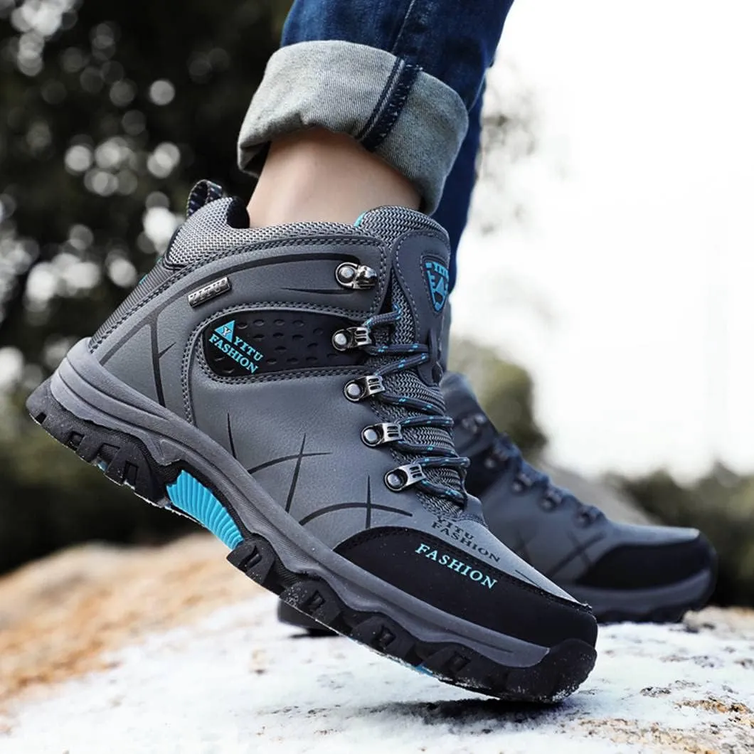 Mens Hiking Boots Non-Slip Outdoor Mid Top Ankle Boot Breathable Hiker Camping Trekking Shoes