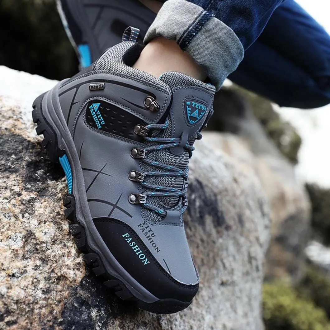 Mens Hiking Boots Non-Slip Outdoor Mid Top Ankle Boot Breathable Hiker Camping Trekking Shoes