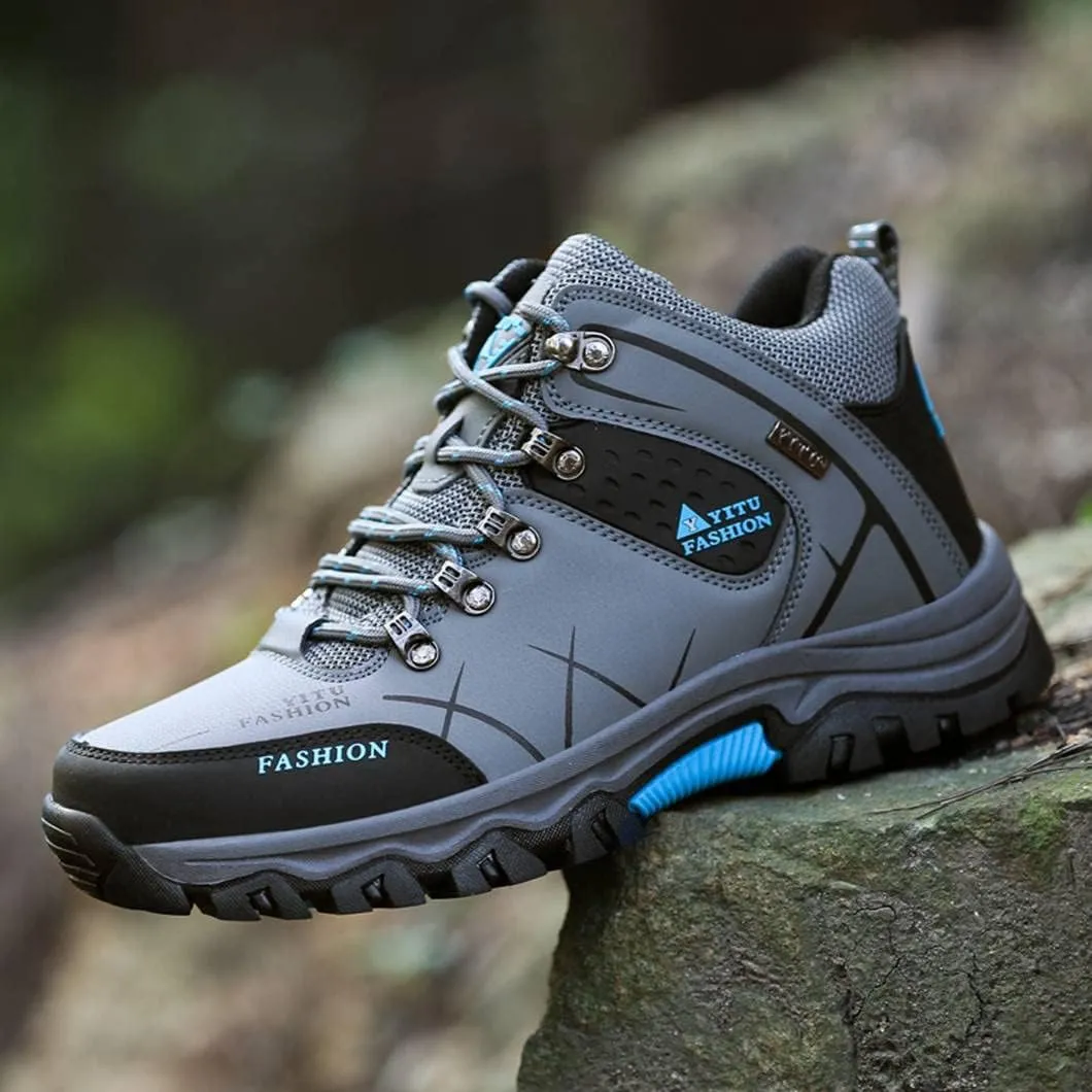 Mens Hiking Boots Non-Slip Outdoor Mid Top Ankle Boot Breathable Hiker Camping Trekking Shoes