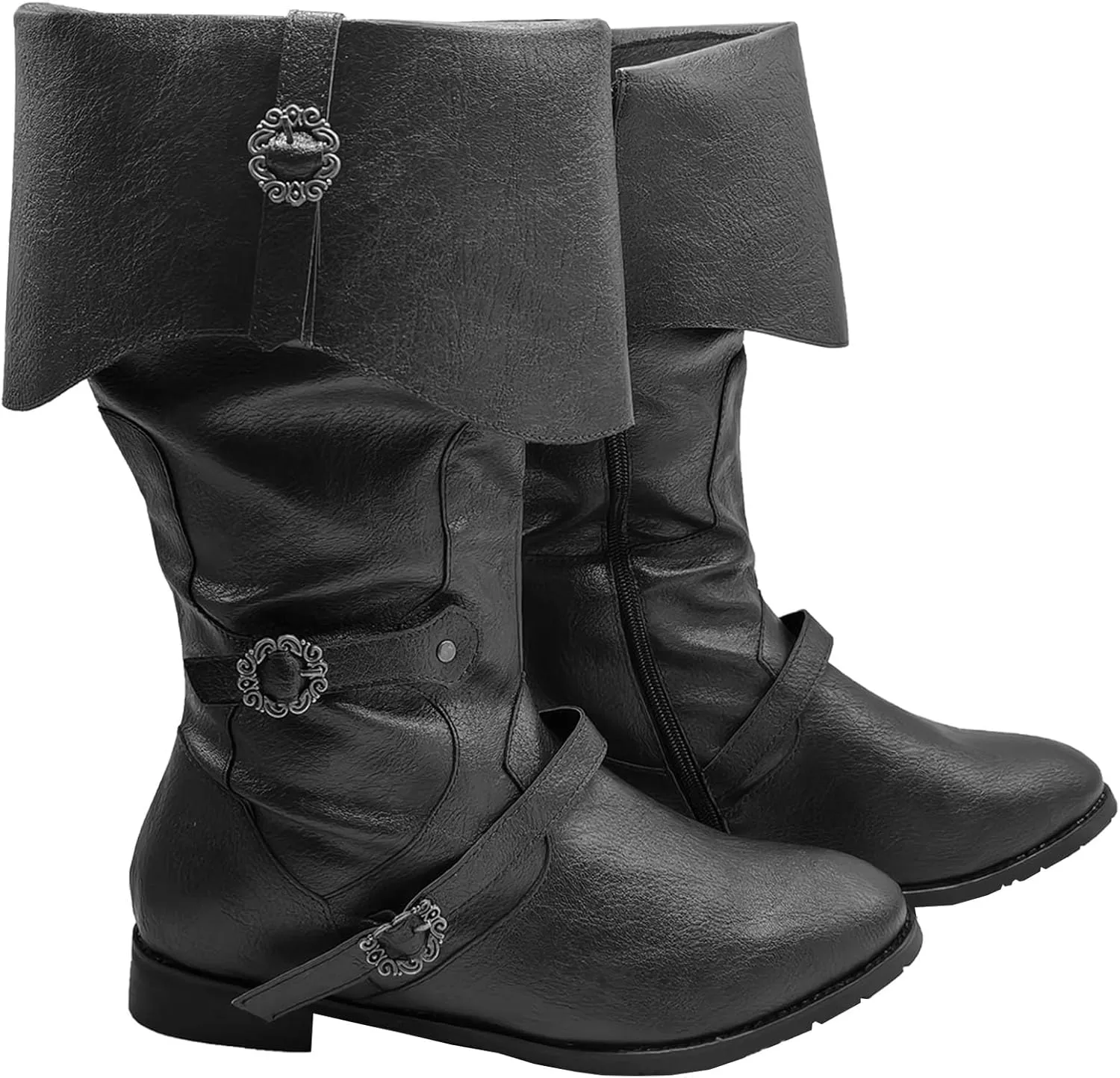 Men's Medieval Boots Renaissance Pirate Costume Boots Faux Leather Boots Halloween Viking Cosplay Shoes