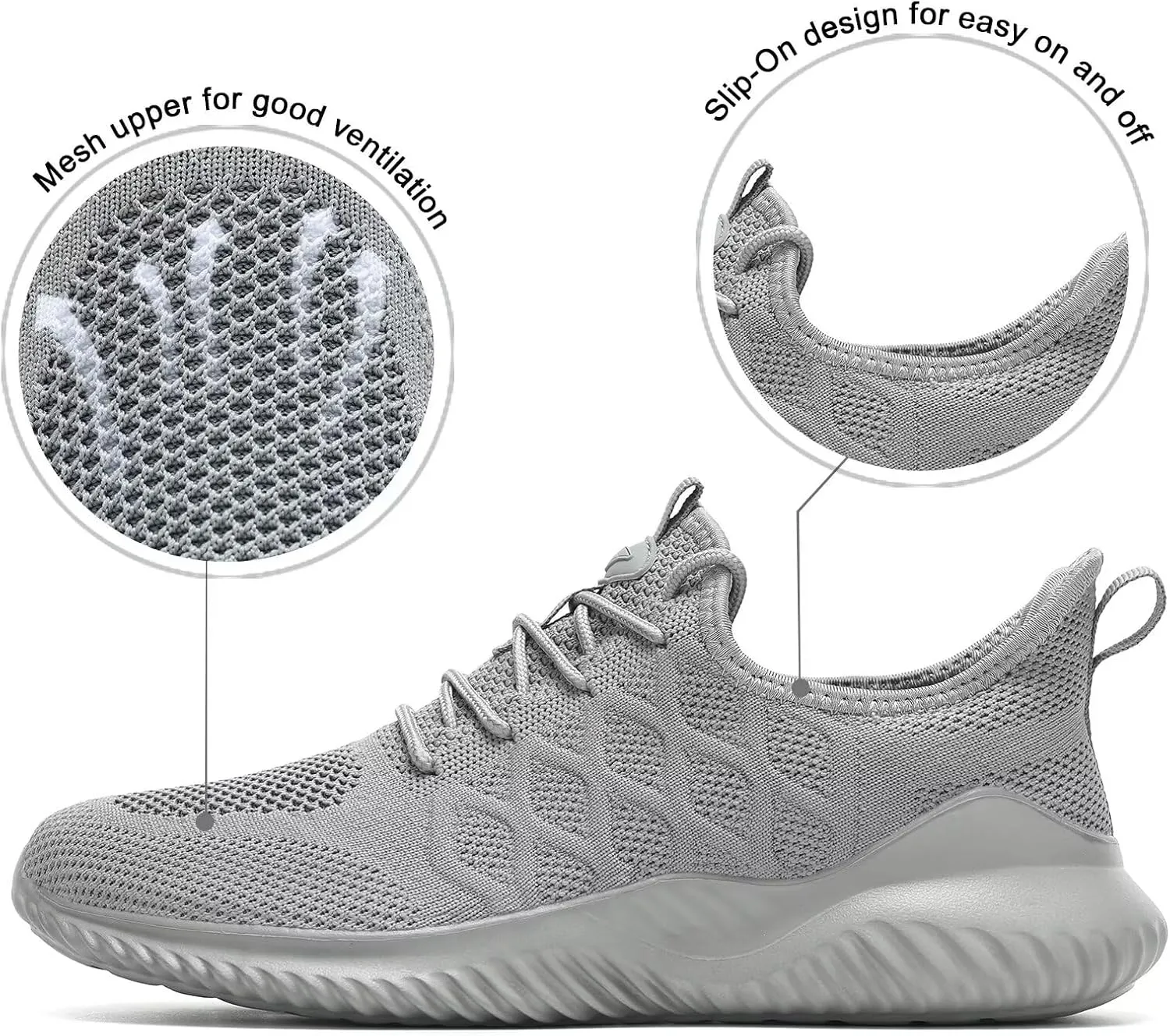 Mens Running Shoes Slip-on Walking Tennis Sneakers Mesh Lightweight Breathable Casual Soft Sole Work Shoes
