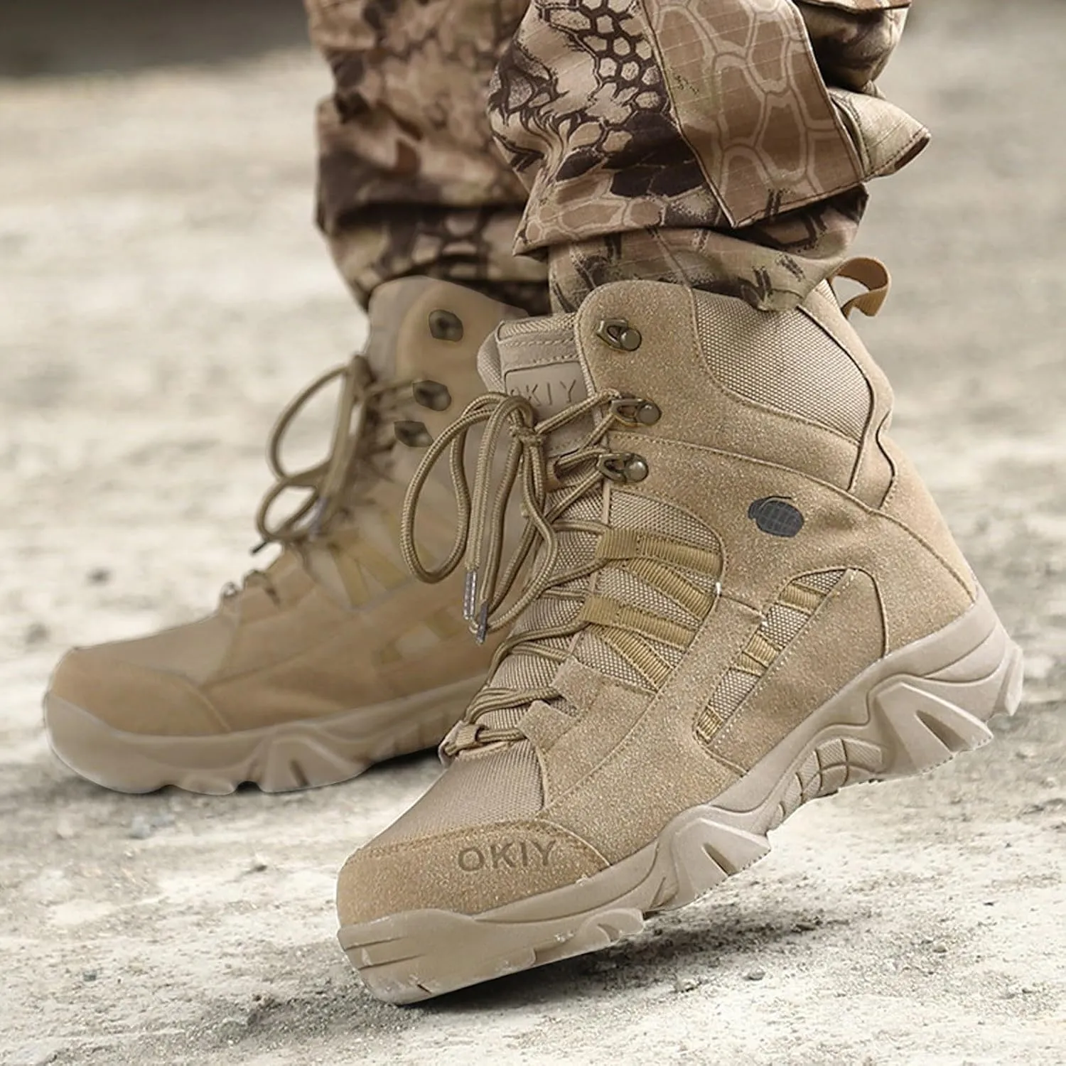 Men's Shoes High Top Lace Up Casual Shoes Outdoor Climbing Desert Boots Short Boots Knee High Men Work
