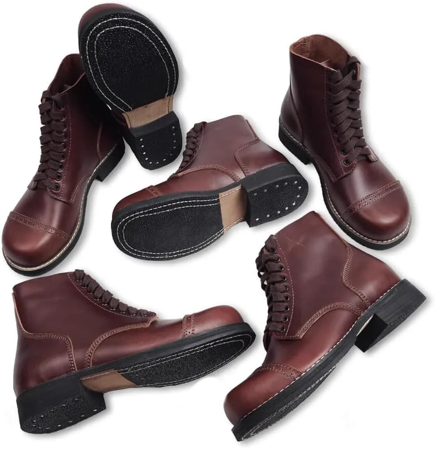 Men's Short Boots Cowhide Land Outdoor Shoes Boots Replica WW2 US