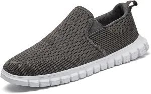 Men's Slip-On Shoes | Casual Breathable Sneakers with Mesh Upper | Non-Slip Walking & Work Loafers for Men