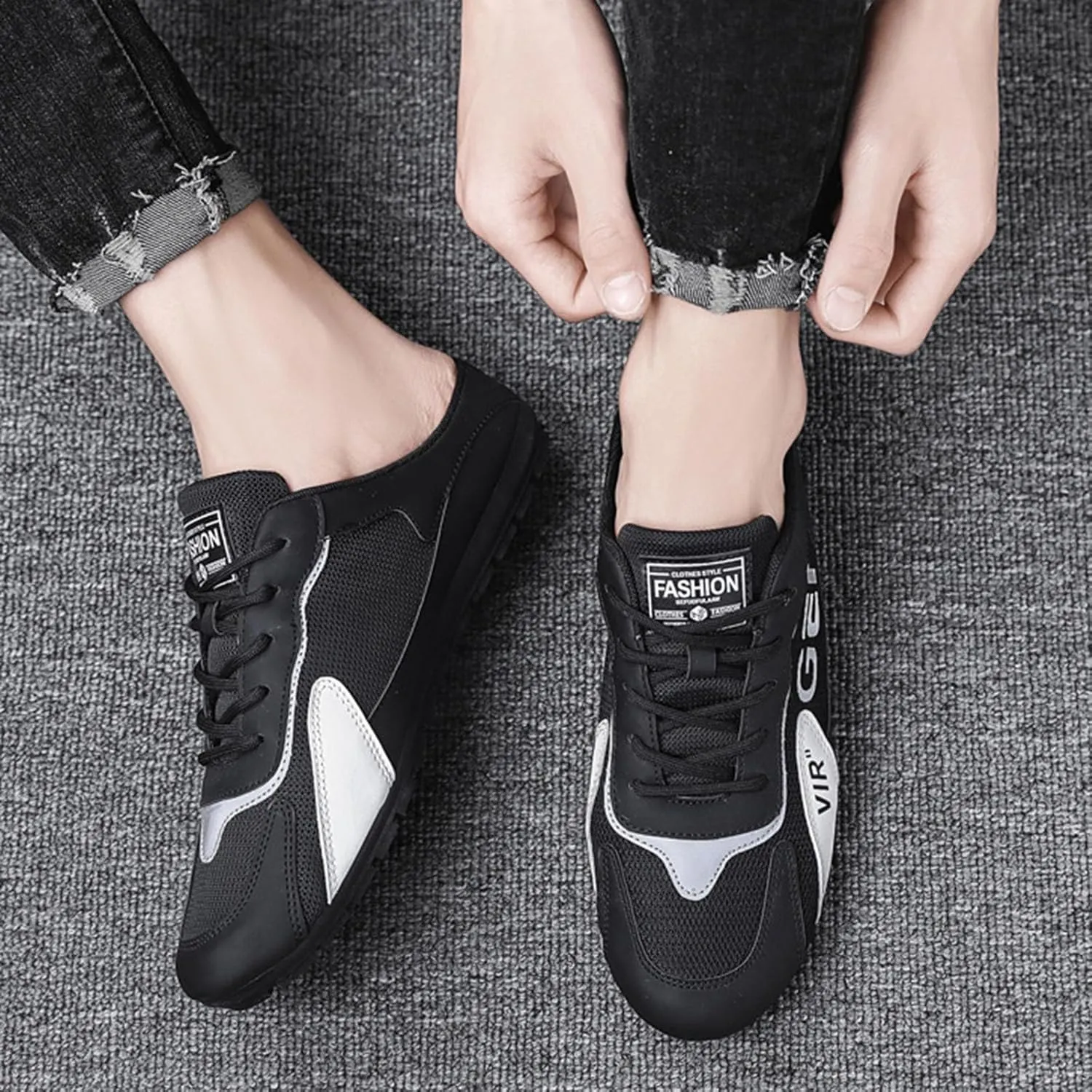 Men's Slip On Slippers Round Toe Full Covered Slippers Breathable Mesh Versatile Casual Shoes Walking Slides