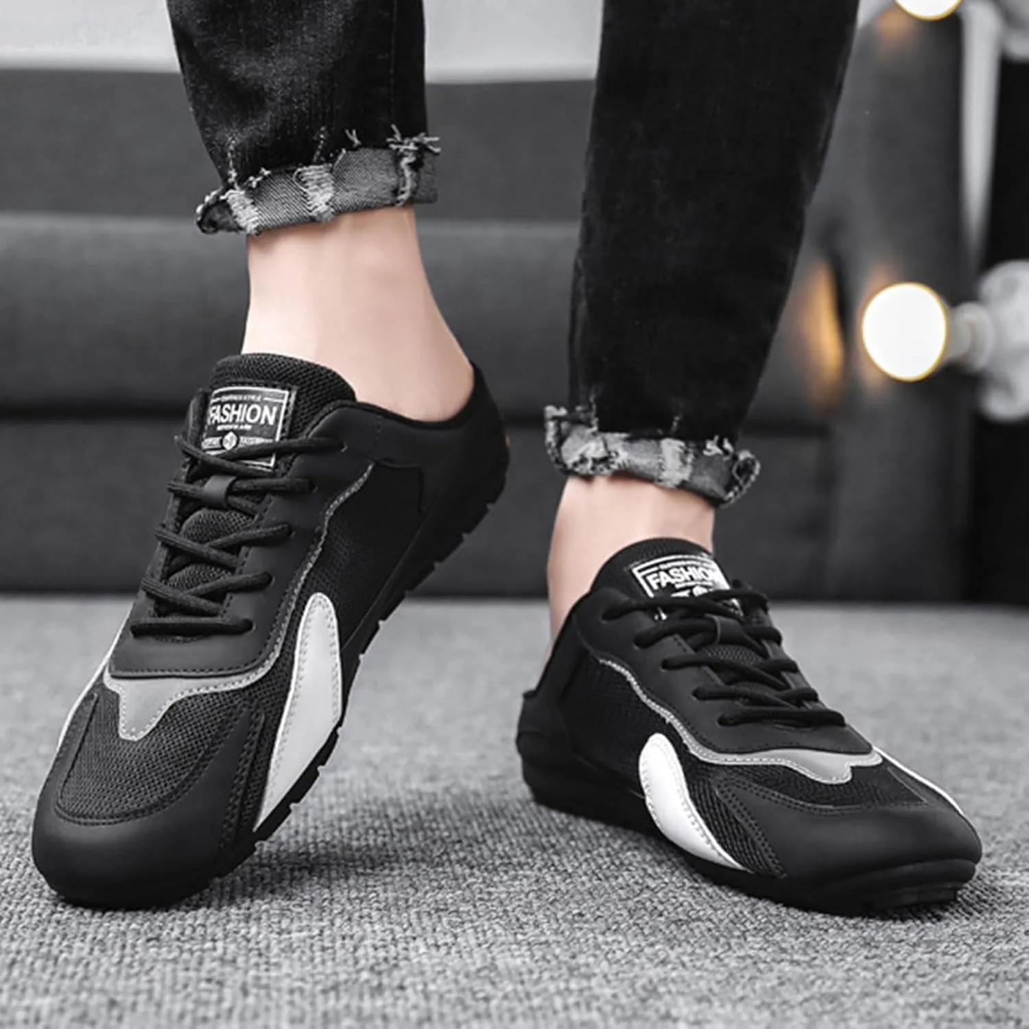 Men's Slip On Slippers Round Toe Full Covered Slippers Breathable Mesh Versatile Casual Shoes Walking Slides