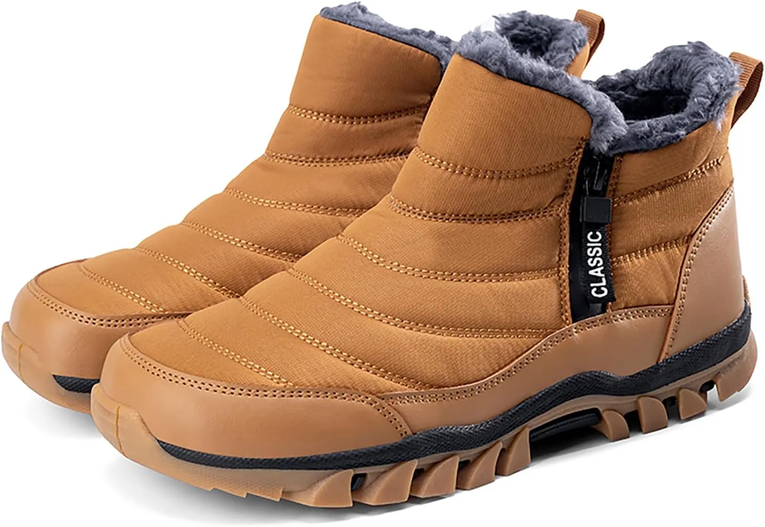 Men's Snow Boots Lightweight Waterproof Winter Boots Fur Lined Anti-slip Cold Weather Shoes Winter Trekking Warm Ankle Boots