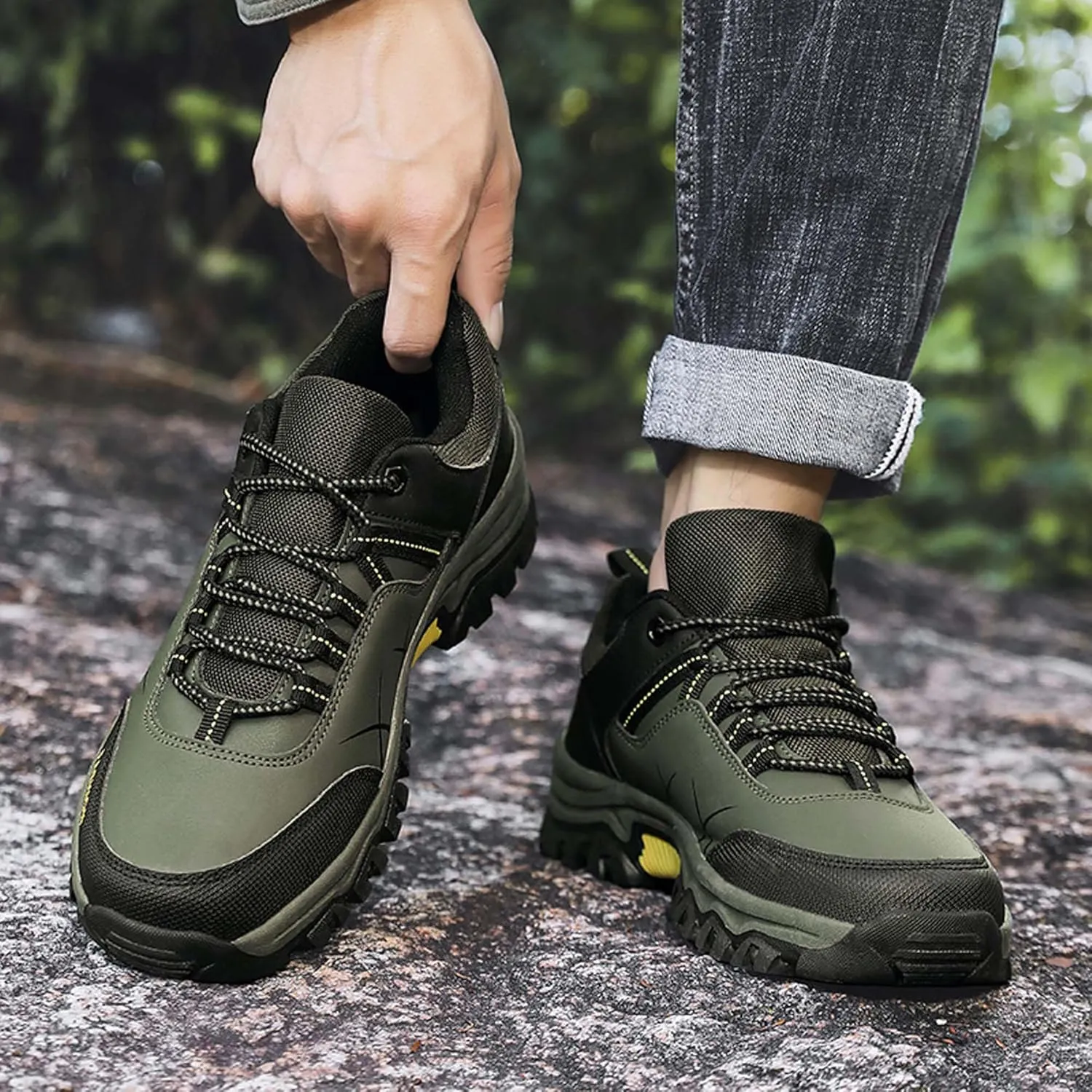 Mens Womens Anti Slip Wear Resistant Lace Up Hiking Boots Comfortable Breathable backpacking boots Rubber Soles Scenic Spots Tourist Boots Couple Park Walking Boots Rock Climbing Boots