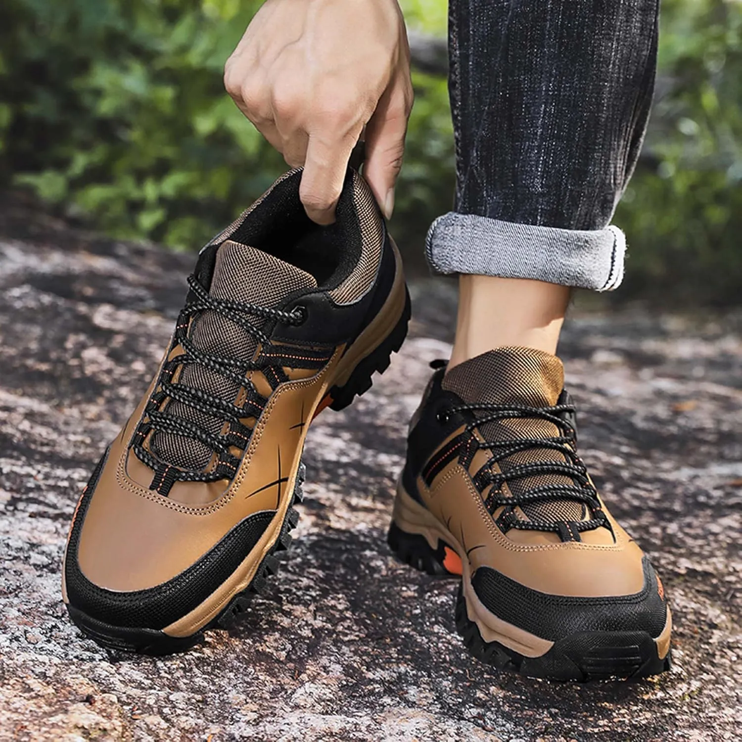 Mens Womens Anti Slip Wear Resistant Lace Up Hiking Boots Comfortable Breathable backpacking boots Rubber Soles Scenic Spots Tourist Boots Couple Park Walking Boots Rock Climbing Boots